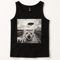 Funny Cat Ufo Alien Selfie Tank Top