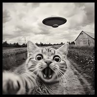 Funny Cat Ufo Alien Selfie Women's Crop Top Tee