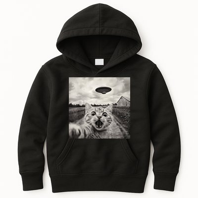Funny Cat Ufo Alien Selfie Kids Hoodie