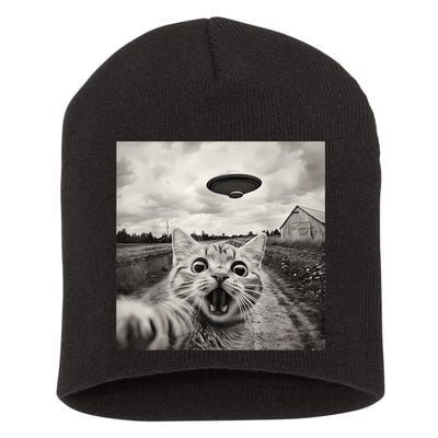 Funny Cat Ufo Alien Selfie Short Acrylic Beanie