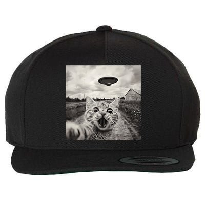 Funny Cat Ufo Alien Selfie Wool Snapback Cap