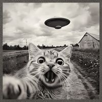 Funny Cat Ufo Alien Selfie Cotton Canvas Backpack