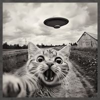 Funny Cat Ufo Alien Selfie Vector Backpack
