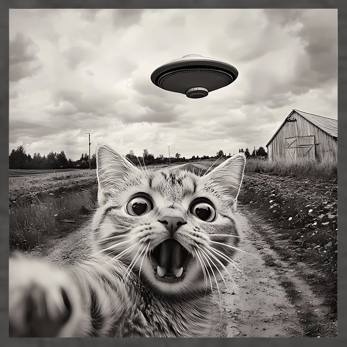 Funny Cat Ufo Alien Selfie Vector Backpack