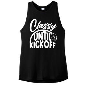 Funny Classy Until Kickoff Football Fan Ladies PosiCharge Tri-Blend Wicking Tank