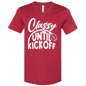 Funny Classy Until Kickoff Football Fan V-Neck T-Shirt