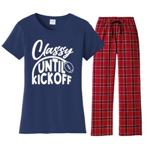 Funny Classy Until Kickoff Football Fan Women's Flannel Pajama Set