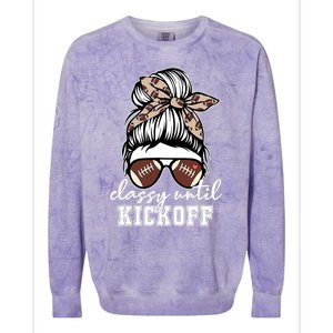 Funny Classy Until Kickoff American Football Girl Game Day Colorblast Crewneck Sweatshirt