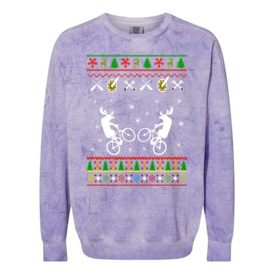 Funny Cycling Ugly Christmas Colorblast Crewneck Sweatshirt