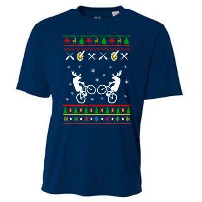 Funny Cycling Ugly Christmas Cooling Performance Crew T-Shirt