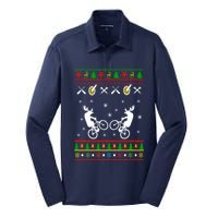 Funny Cycling Ugly Christmas Silk Touch Performance Long Sleeve Polo