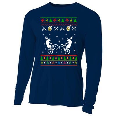 Funny Cycling Ugly Christmas Cooling Performance Long Sleeve Crew