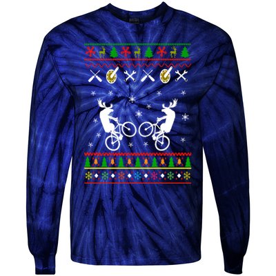 Funny Cycling Ugly Christmas Tie-Dye Long Sleeve Shirt