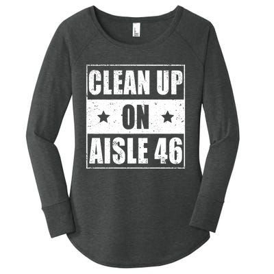 Funny Clean Up On Aisle 46 Impeach Biden Pro Trump 2024 Anti Biden Women's Perfect Tri Tunic Long Sleeve Shirt