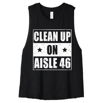 Funny Clean Up On Aisle 46 Impeach Biden Pro Trump 2024 Anti Biden Women's Racerback Cropped Tank