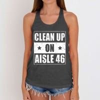 Funny Clean Up On Aisle 46 Impeach Biden Pro Trump 2024 Anti Biden Women's Knotted Racerback Tank