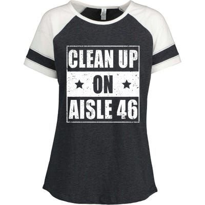 Funny Clean Up On Aisle 46 Impeach Biden Pro Trump 2024 Anti Biden Enza Ladies Jersey Colorblock Tee