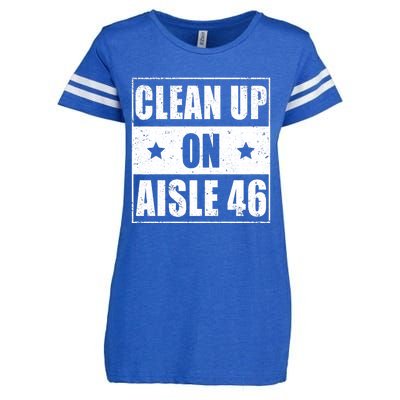 Funny Clean Up On Aisle 46 Impeach Biden Pro Trump 2024 Anti Biden Enza Ladies Jersey Football T-Shirt