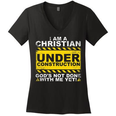 Funny Christian Under Construction Gift Catholic Women's V-Neck T-Shirt