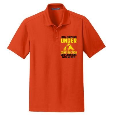 Funny Christian Under Construction Gift Catholic Gift Dry Zone Grid Polo