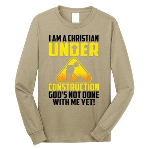 Funny Christian Under Construction Gift Catholic Gift Long Sleeve Shirt