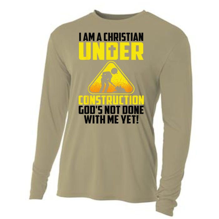 Funny Christian Under Construction Gift Catholic Gift Cooling Performance Long Sleeve Crew