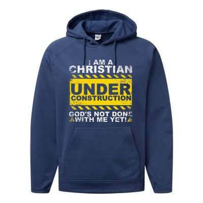 Funny Christian Under Construction Gift Catholic Women Performance Fleece Hoodie