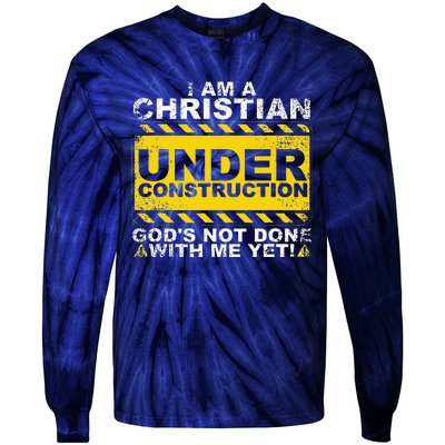 Funny Christian Under Construction Gift Catholic Women Tie-Dye Long Sleeve Shirt