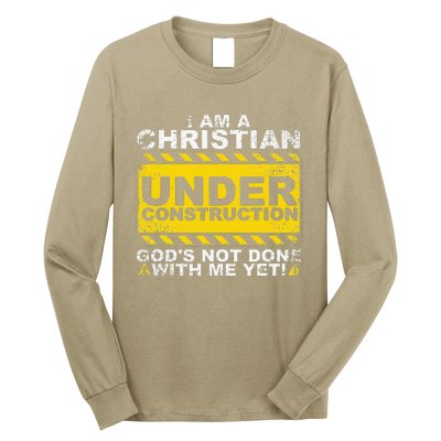 Funny Christian Under Construction Gift Catholic Women Long Sleeve Shirt