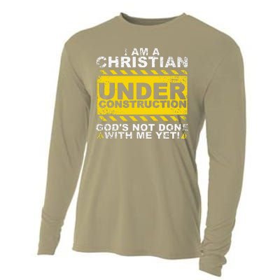 Funny Christian Under Construction Gift Catholic Women Cooling Performance Long Sleeve Crew