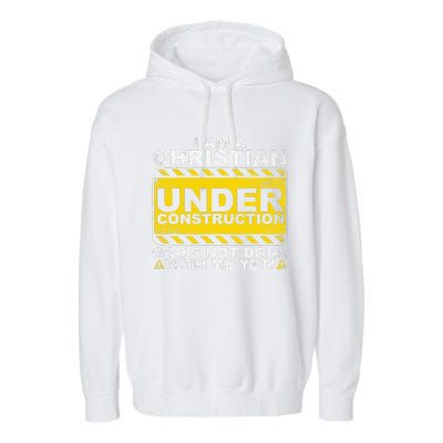 Funny Christian Under Construction Gift Catholic Women Garment-Dyed Fleece Hoodie