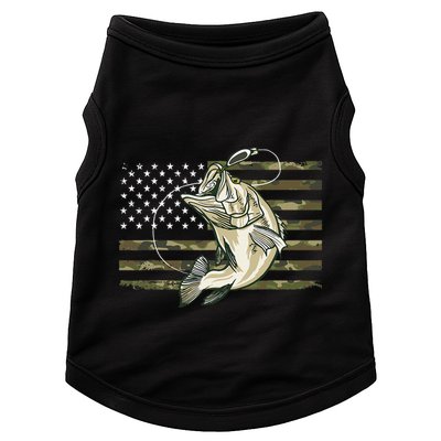 Fishing Camouflage US American Flag Bass Fish Fisherman Camo Doggie Tank