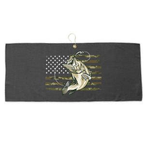 Fishing Camouflage US American Flag Bass Fish Fisherman Camo Large Microfiber Waffle Golf Towel