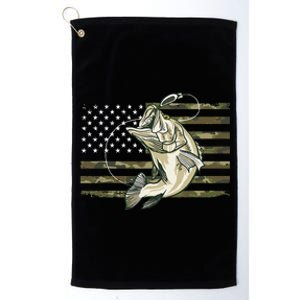 Fishing Camouflage US American Flag Bass Fish Fisherman Camo Platinum Collection Golf Towel