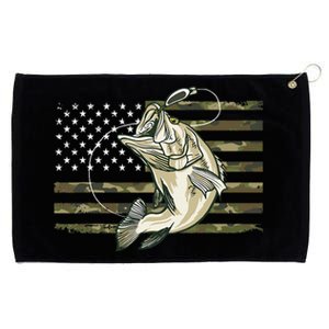 Fishing Camouflage US American Flag Bass Fish Fisherman Camo Grommeted Golf Towel