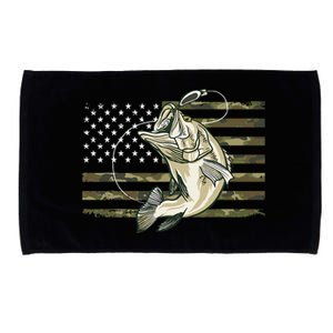 Fishing Camouflage US American Flag Bass Fish Fisherman Camo Microfiber Hand Towel