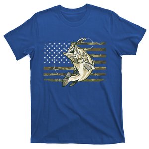 Fishing Camouflage US American Flag Bass Fish Fisherman Camo T-Shirt