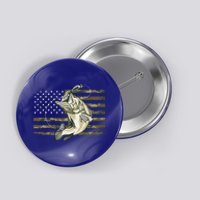 Fishing Camouflage US American Flag Bass Fish Fisherman Camo Button