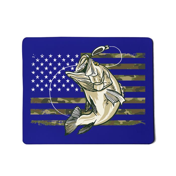 Fishing Camouflage US American Flag Bass Fish Fisherman Camo Mousepad