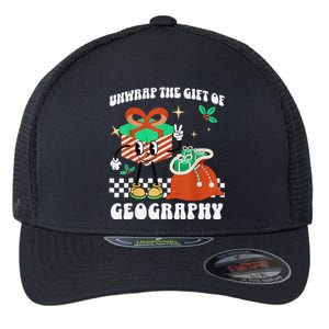 Funny Christmas Unwrap Geography Teacher Educator Quote Flexfit Unipanel Trucker Cap