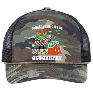 Funny Christmas Unwrap Geography Teacher Educator Quote Retro Rope Trucker Hat Cap