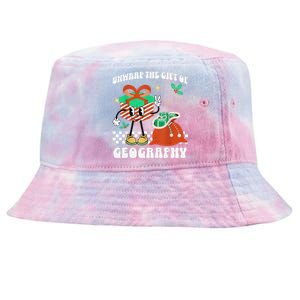 Funny Christmas Unwrap Geography Teacher Educator Quote Tie-Dyed Bucket Hat