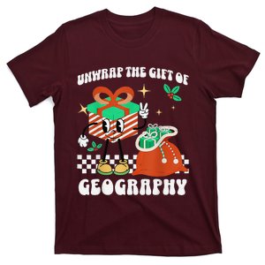 Funny Christmas Unwrap Geography Teacher Educator Quote T-Shirt