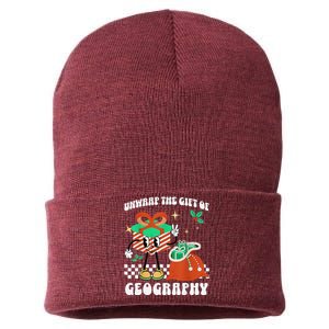 Funny Christmas Unwrap Geography Teacher Educator Quote Sustainable Knit Beanie