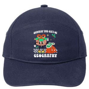 Funny Christmas Unwrap Geography Teacher Educator Quote 7-Panel Snapback Hat