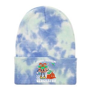 Funny Christmas Unwrap Geography Teacher Educator Quote Tie Dye 12in Knit Beanie