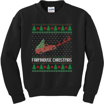 Farmhouse Christmas Ugly Sweater Funny Xmas Gift Kids Sweatshirt