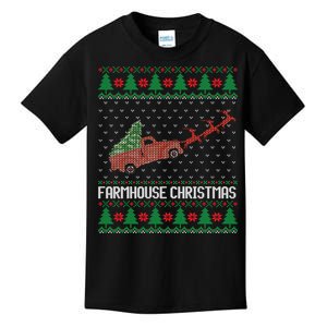 Farmhouse Christmas Ugly Sweater Funny Xmas Gift Kids T-Shirt