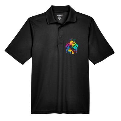 Funny Colorful Ufo Alien Trex Dinosaurs Abduction Men's Origin Performance Piqué Polo