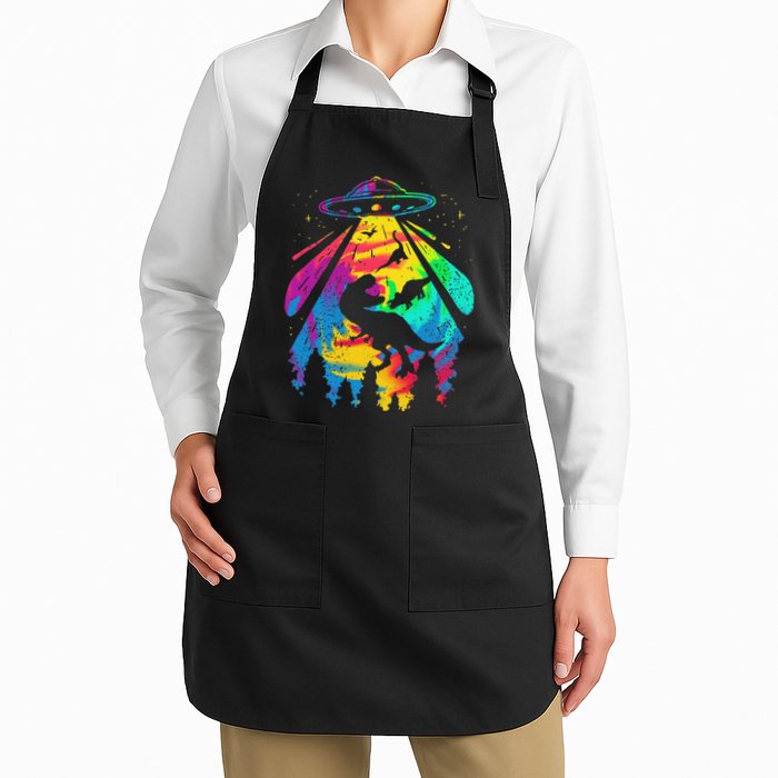 Funny Colorful Ufo Alien Trex Dinosaurs Abduction Apron